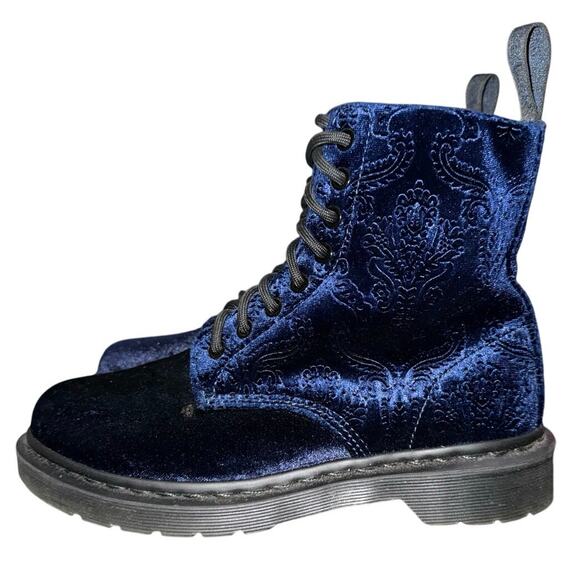Dr. Martens 1460 Navy Brocade Velvet Lace-Up Combat Boots EU38 US7 Trending NEW - Picture 8 of 13